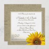 カントリー素朴ヒマワリブライダルシャワー 招待状 (正面/裏面)
