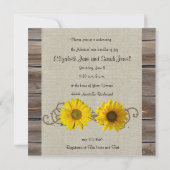 カントリー素朴ヒマワリーウッドツインベビーシャワー 招待状 (裏面)