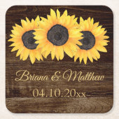 カントリー素朴ヒマワリ材コースター スクエアペーパーコースター (正面)
