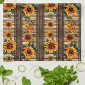 カントリー素朴ヒマワリ キッチンタオル (折り畳み)