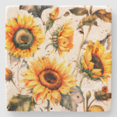 カントリー素朴ヒマワリ ストーンコースター (正面)