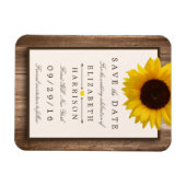 カントリー素朴ヒマワリ、茶色の木の日付を保存 マグネット (横)