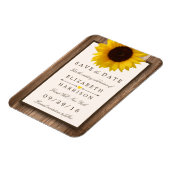 カントリー素朴ヒマワリ、茶色の木の日付を保存 マグネット (左側)