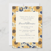 カントリー素朴ヒマワールブルーイエローブライダルシャワー 招待状 (正面)