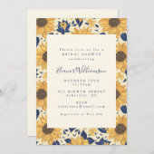 カントリー素朴ヒマワールブルーイエローブライダルシャワー 招待状 (正面/裏面)