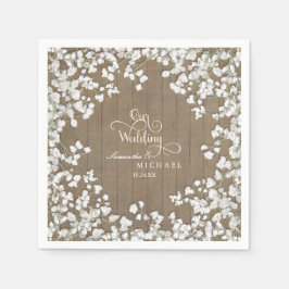 カントリー素朴ピクニック披露宴ベビーズブレス スタンダードカクテルナプキン