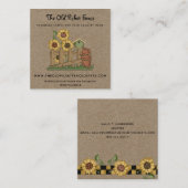 カントリー素朴ピケットフェンスサンフラワークラフト スクエア名刺 (正面/裏面)