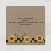 カントリー素朴ピケットフェンスサンフラワークラフト スクエア名刺 (裏面)