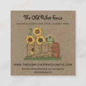 カントリー素朴ピケットフェンスサンフラワークラフト スクエア名刺 (正面)