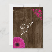 カントリー素朴ピンクデイジーウッド結婚式招待状 招待状 (裏面)