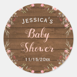 カントリー素朴ピンクベビーガールシャワーゲストのお願い ラウンドシール