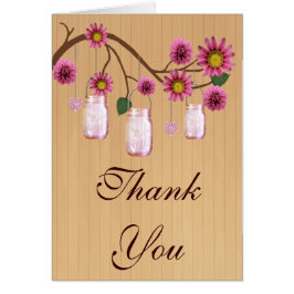 カントリー素朴ピンクメイソンジャースサンキューカード