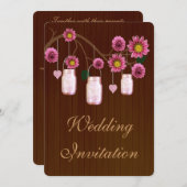 カントリー素朴ピンクメイソンジャース結婚式招待状 招待状 (正面/裏面)