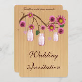 カントリー素朴ピンクメイソンジャース結婚式招待状 招待状 (正面/裏面)