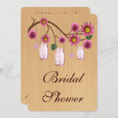 カントリー素朴ピンクメイソンジャールブライダルシャワー招待状 招待状 (正面/裏面)