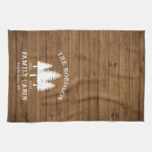 カントリー素朴ファミリーキャビンツリーズウッドプランクプリント キッチンタオル (横)