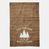 カントリー素朴ファミリーキャビンツリーズウッドプランクプリント キッチンタオル (縦)