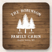 カントリー素朴ファミリーキャビンツリーズウッドプランクプリント コースター (正面)