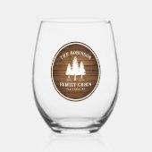 カントリー素朴ファミリーキャビンツリーズウッドプランクプリント ステムなしワイングラス (正面)