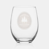 カントリー素朴ファミリーキャビンツリーズウッドプランクプリント ステムなしワイングラス (裏面)