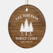 カントリー素朴ファミリーキャビンツリーズウッドプランクプリント セラミックオーナメント (左)