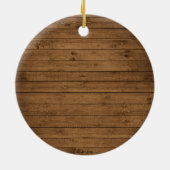 カントリー素朴ファミリーキャビンツリーズウッドプランクプリント セラミックオーナメント (裏面)
