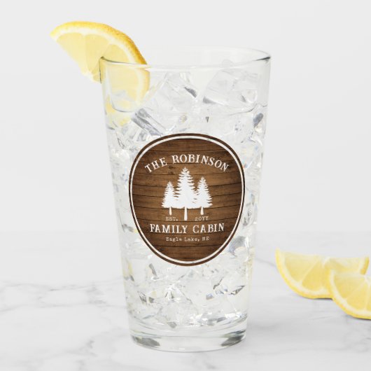 カントリー素朴ファミリーキャビンツリーズウッドプランクプリント タンブラーグラス (アイス正面)