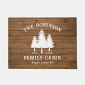 カントリー素朴ファミリーキャビンツリーズウッドプランクプリント ドアマット (正面)