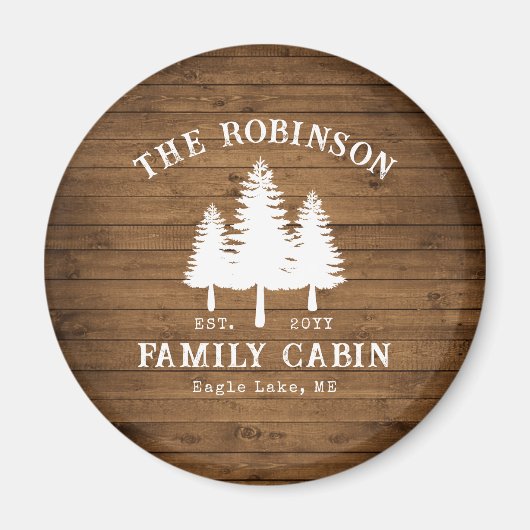 カントリー素朴ファミリーキャビンツリーズウッドプランクプリント マグネット (正面)