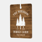 カントリー素朴ファミリーキャビンツリーズウッドプランクプリント メタルオーナメント (正面左)