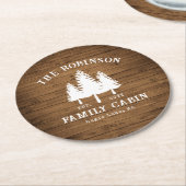 カントリー素朴ファミリーキャビンツリーズウッドプランクプリント ラウンドペーパーコースター (アングル)