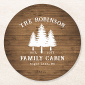 カントリー素朴ファミリーキャビンツリーズウッドプランクプリント ラウンドペーパーコースター (正面)