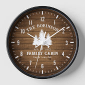 カントリー素朴ファミリーキャビンツリーズウッドプランクプリント 壁時計 (正面)