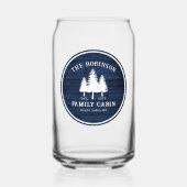 カントリー素朴ファミリーキャビンツリーズブルーウッドプリント ガラス缶 (正面)