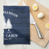 カントリー素朴ファミリーキャビンツリーズブルーウッドプリント キッチンタオル (四つ折り)