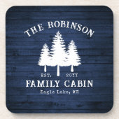 カントリー素朴ファミリーキャビンツリーズブルーウッドプリント コースター (正面)