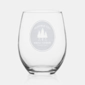 カントリー素朴ファミリーキャビンツリーズブルーウッドプリント ステムなしワイングラス (裏面)