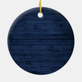 カントリー素朴ファミリーキャビンツリーズブルーウッドプリント セラミックオーナメント (裏面)