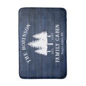 カントリー素朴ファミリーキャビンツリーズブルーウッドプリント バスマット (正面縦)