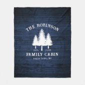 カントリー素朴ファミリーキャビンツリーズブルーウッドプリント フリースブランケット (正面)
