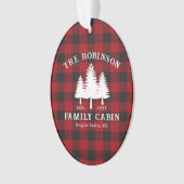 カントリー素朴ファミリーキャビンツリーレッドバッファロープレイド オーナメント (正面)