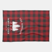 カントリー素朴ファミリーキャビンツリーレッドバッファロープレイド キッチンタオル (横)