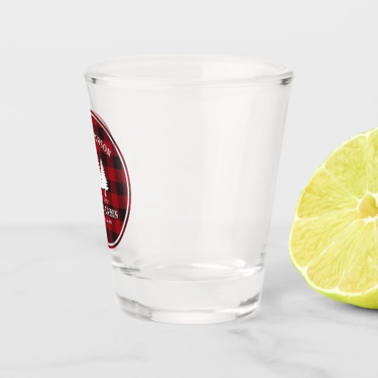 カントリー素朴ファミリーキャビンツリーレッドバッファロープレイド ショットグラス (右)