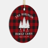 カントリー素朴ファミリーキャビンツリーレッドバッファロープレイド セラミックオーナメント (右)