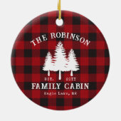 カントリー素朴ファミリーキャビンツリーレッドバッファロープレイド セラミックオーナメント (裏面)