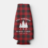 カントリー素朴ファミリーキャビンツリーレッドバッファロープレイド ボトルクーラー (正面)