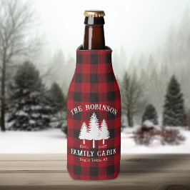 カントリー素朴ファミリーキャビンツリーレッドバッファロープレイド ボトルクーラー