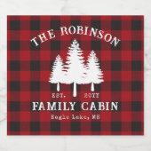 カントリー素朴ファミリーキャビンツリーレッドバッファロープレイド リキュールボトルラベル (シングルラベル)