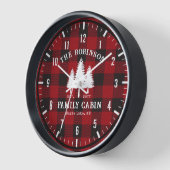 カントリー素朴ファミリーキャビンツリーレッドバッファロープレイド 壁時計 (傾斜)