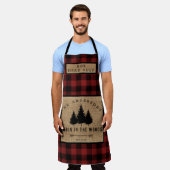 カントリー素朴ファミリーネームキャビンウッドシェフ エプロン (着用した状態)